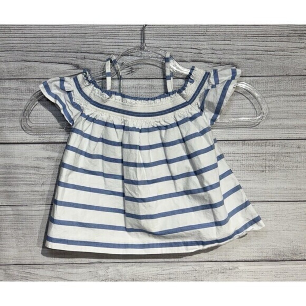 Janie and Jack White Stripped  Sleeveless Ruffle Top Size 3